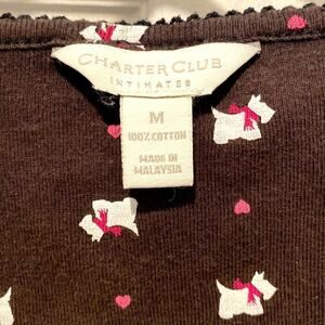 Nightshirt brown with pink hearts and Scottie dogs with red scarf Cotton M